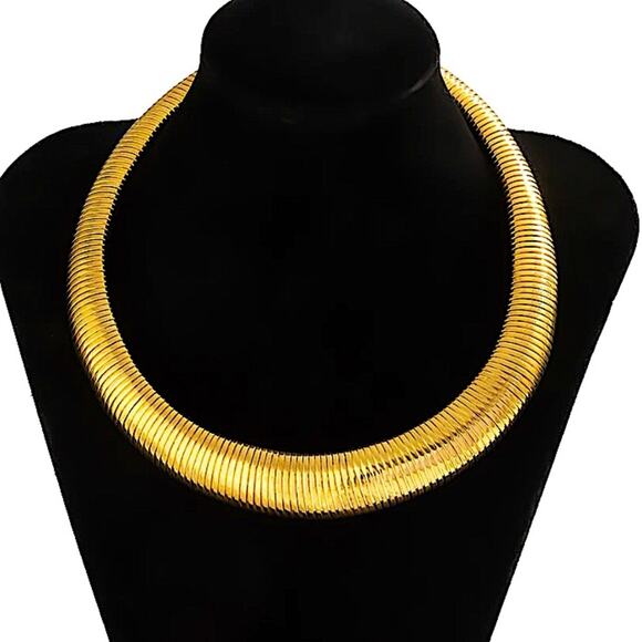Gold Collar Exaggerated Choker Grunge Punk Spiral - Picture 2 of 4
